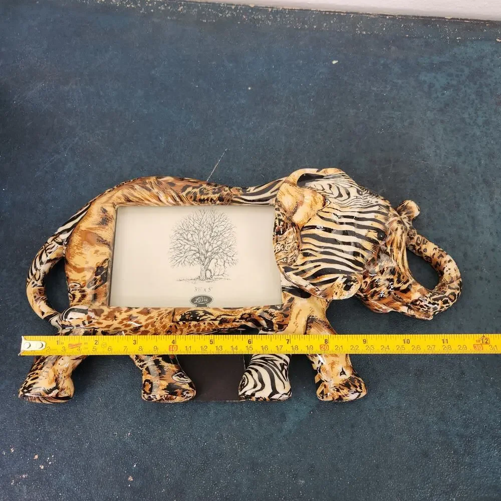 La Vie Safari Collection Elephant Picture Frame Animal Patchwork Print Decor